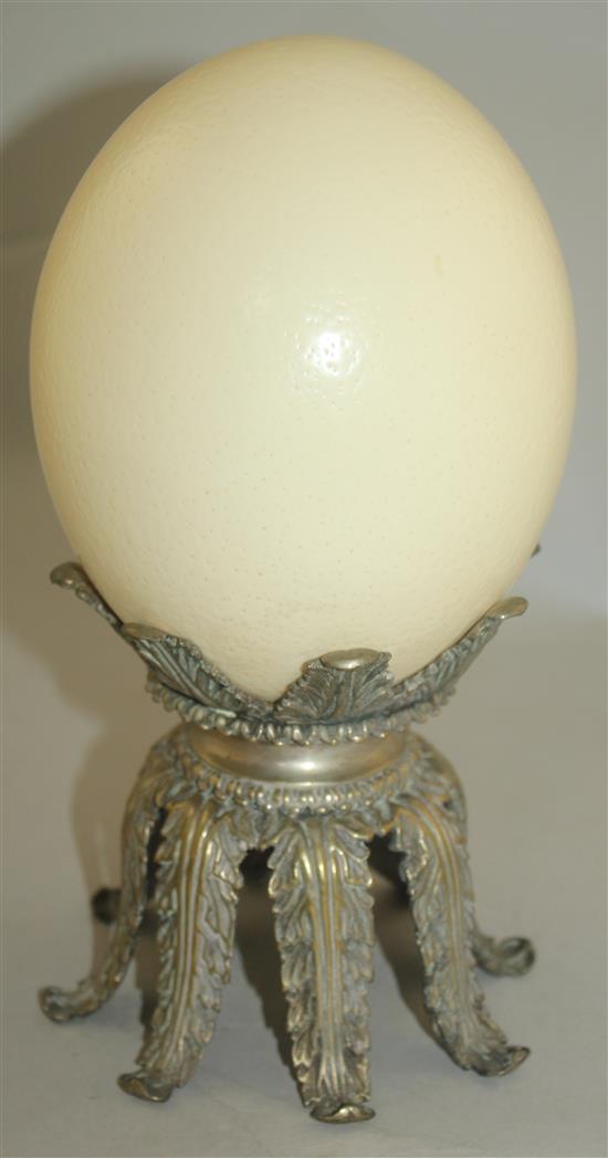 Manner of Redmile. An ostrich egg, 9.75in.